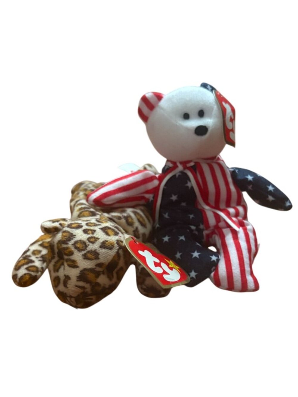 Teenie Beanie Babies Happy Meal Toys-2 Piece Lot- Spangle The Bear, Freckles-NWT